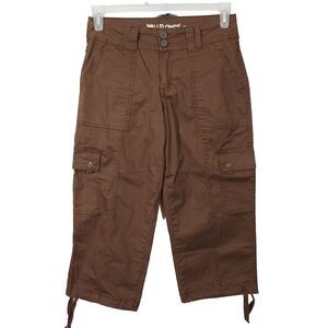 Wallflower Luscious Curvy Fit Cargo Crop Pants Khaki Drawstring Hem Size 5 Brown